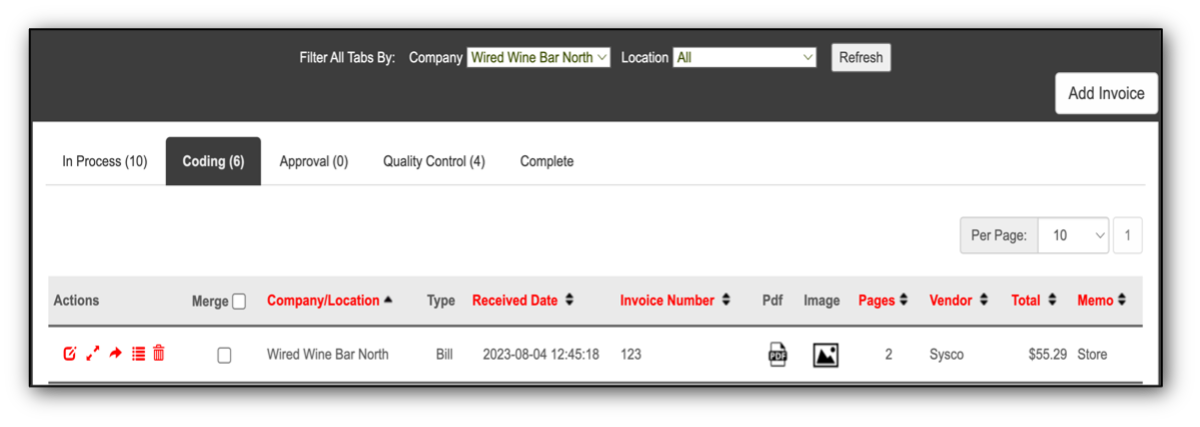 AP Processing Coding UI Sysco